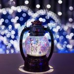 Декоративный фонарь с эффектом снегопада и подсветкой "Снеговики", Белый