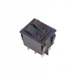 Выключатель клавишный 250V 15А (6с) ON-OFF черный  с подсветкой  ДВОЙНОЙ  (RWB-512, SC-797)  REXANT