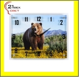 3545-1141 (5) Часы настенные "Медведь на цветущем поле в горах"