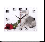 3040-958 (10) Часы настенные "Котенок и роза"