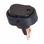 Выключатель клавишный 12V 20А (3с) ON-OFF черный ОВАЛ с красной LED подсветкой (RWB-523, ASW-20D-2)  REXANT