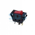 Выключатель клавишный 250V 15А (3с) ON-OFF красный  с подсветкой  (RWB-413, SC-788)  REXANT