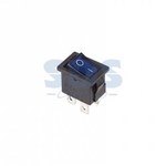 Выключатель клавишный 250V 6А (4с) ON-OFF синий  с подсветкой  Mini  (RWB-207, SC-768)  REXANT