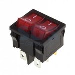 Выключатель клавишный 250V 6А (6с) ON-OFF красный с подсветкой ДВОЙНОЙ  Mini  (RWB-305)  REXANT