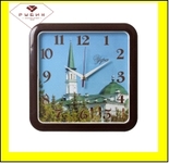 7667-105 (10) Часы настенные квадрат 29х29см, корпус коричневый "Уфа. Первая соборная мечеть"