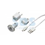 Комплект СЗУ, АЗУ, кабель miniUSB-USB, переходник microUSB, 30 pin , белый